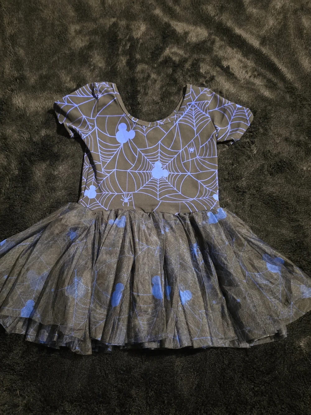 Girls Mickey Spiderweb Tulle Halloween Skirted Leo with Bow